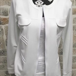 Picadilly White Zip Front Knit Jacket White